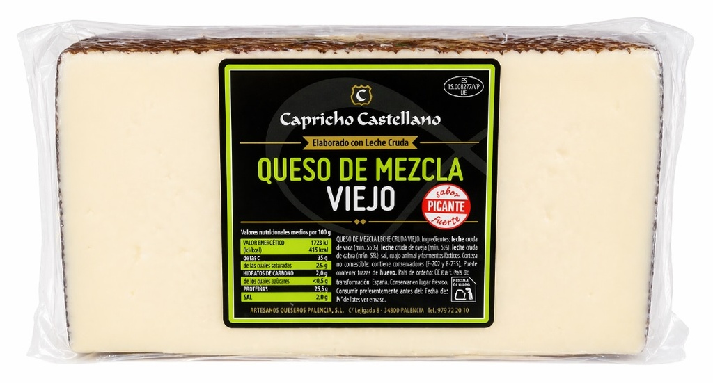 Queso Capricho Castellano Viejo Reserva Mezcla Picante 1/2 Pieza el kg. Leche Cruda