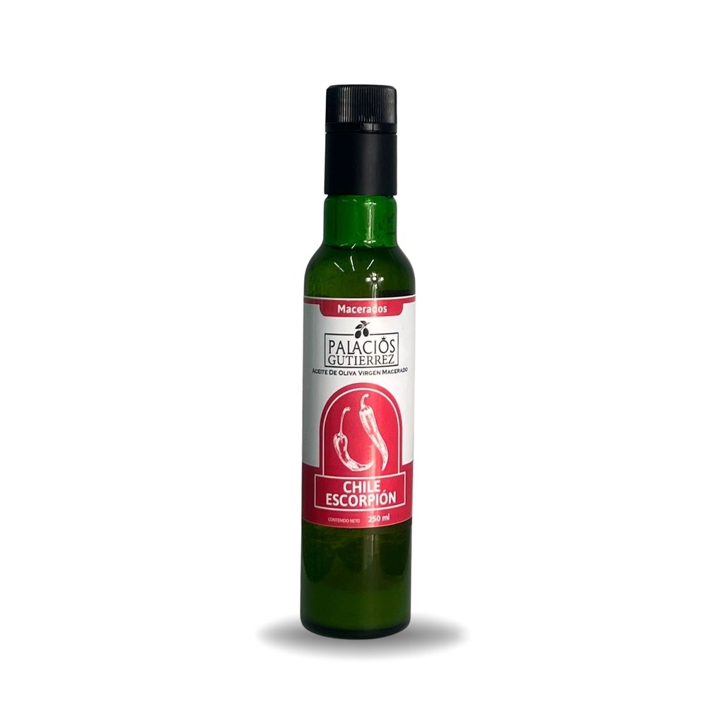Aceite O.V.E. Palacios Gutierrez cristal 250 ml. Chile Scorpion