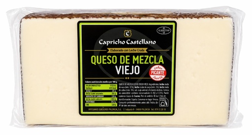 Queso Capricho Castellano Viejo Reserva Mezcla Picante 1/2 Pieza el kg. Leche Cruda