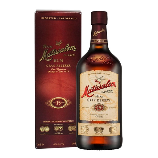 Ron Matusalem Gran Reserva 15 años 40º 70 cl. Cuba